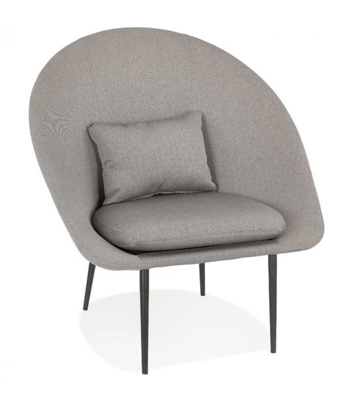 Fauteuil design gris clair en tissu et métal Kew