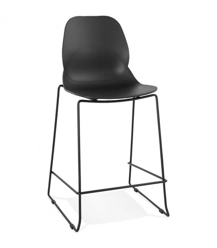 Tabouret de bar design noir en plastique et métal Reman Mini