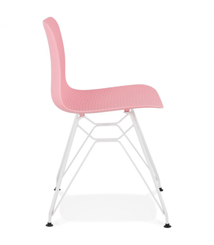 Chaise design rose en plastique et métal Curl