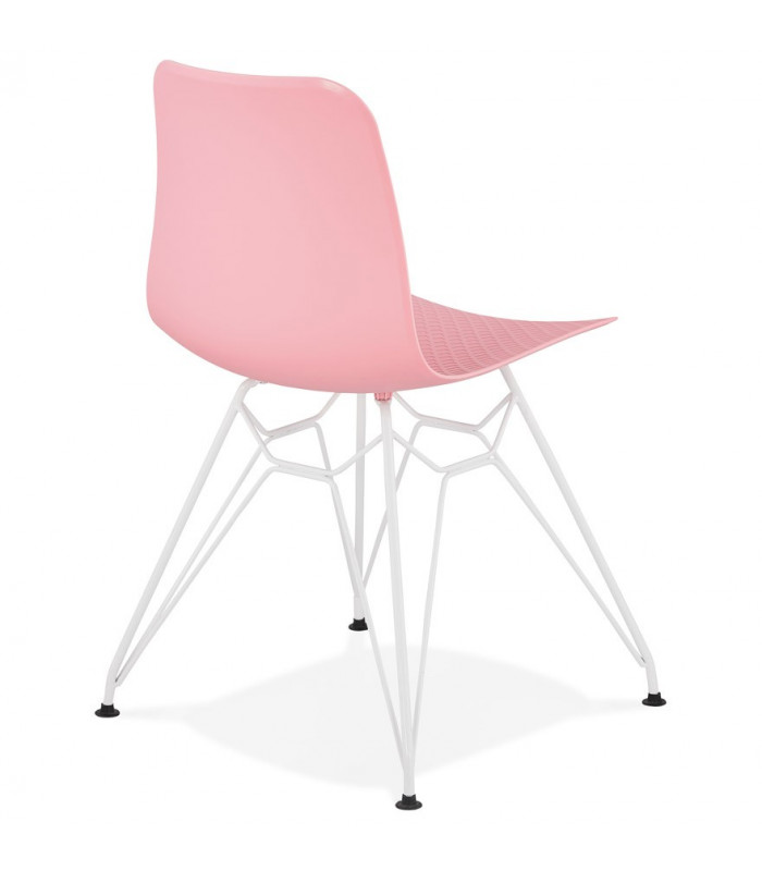 Chaise design rose en plastique et métal Curl