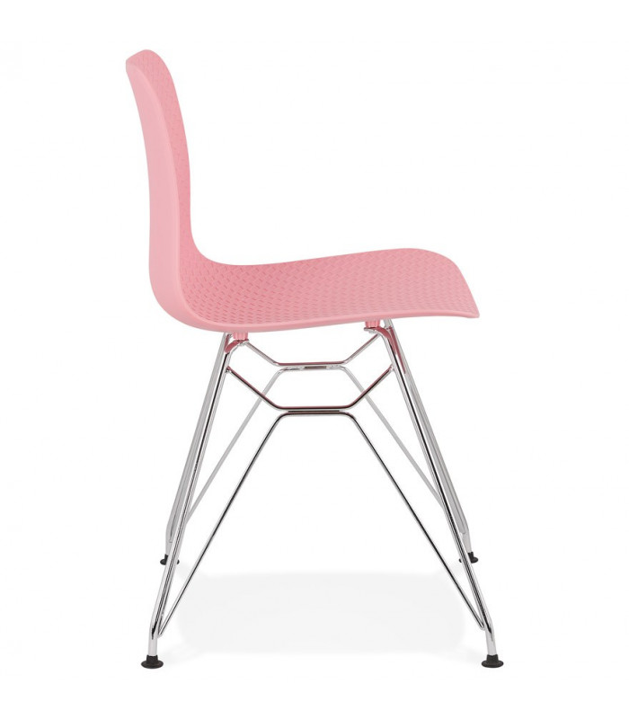 Chaise design rose en plastique et métal Curl