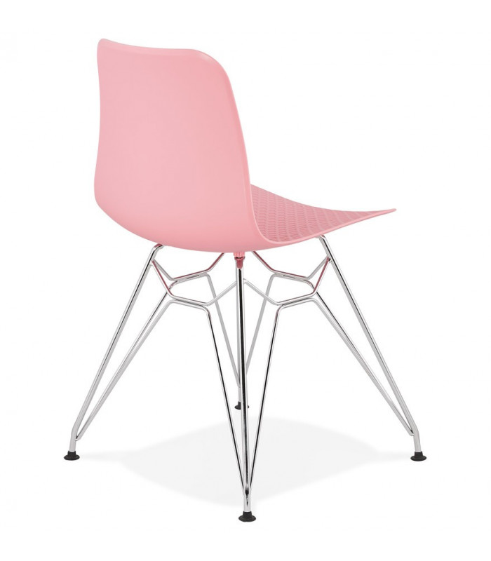 Chaise design rose en plastique et métal Curl