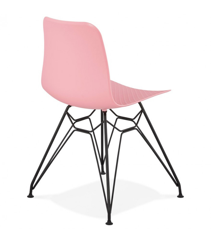 Chaise design rose en plastique et métal Curl