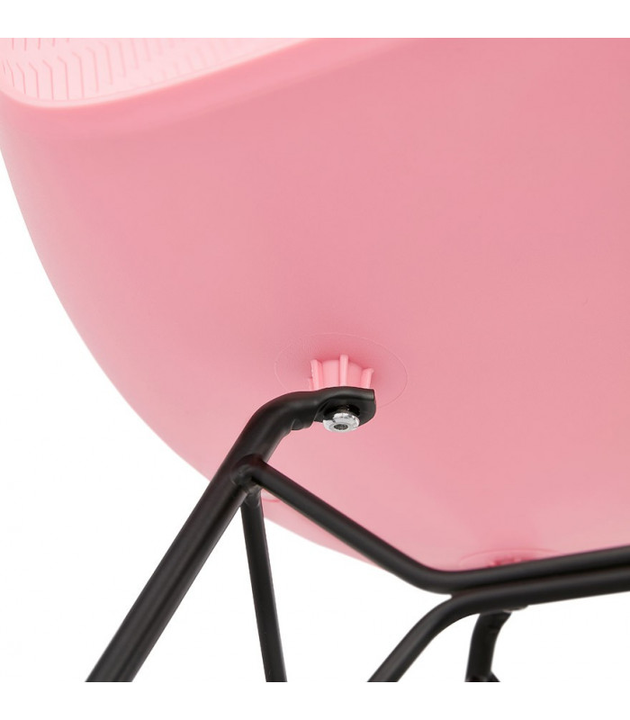Chaise design rose en plastique et métal Curl