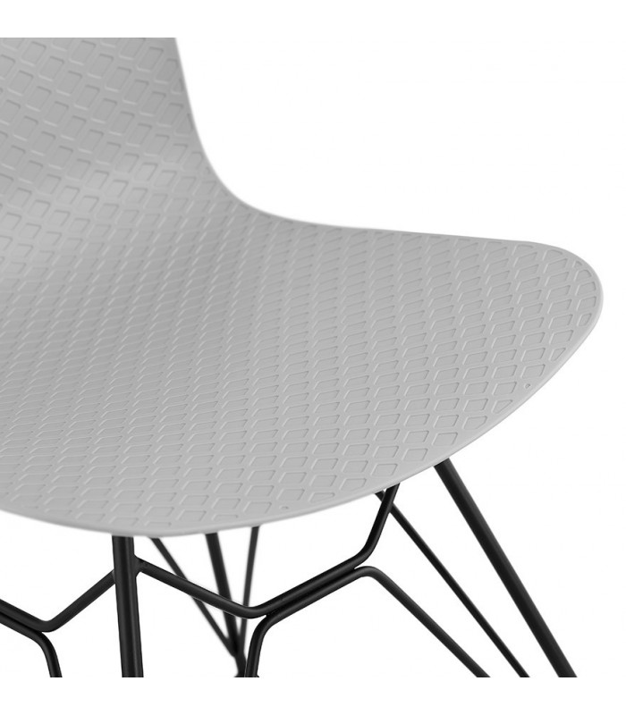 Chaise design gris en plastique et métal Curl