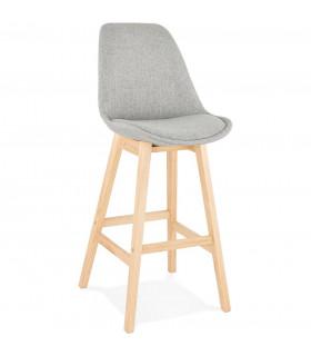 Tabouret de bar design gris en tissu et bois Leila