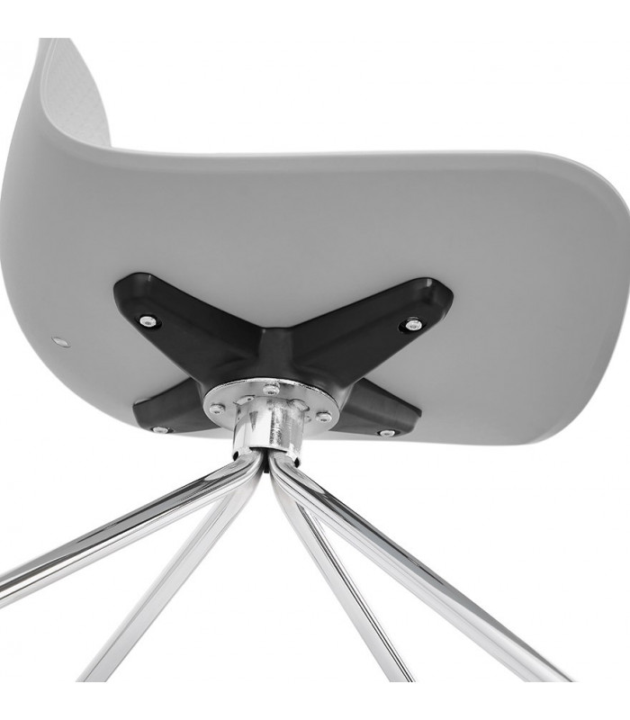 Chaise design gris en plastique et métal Malibu