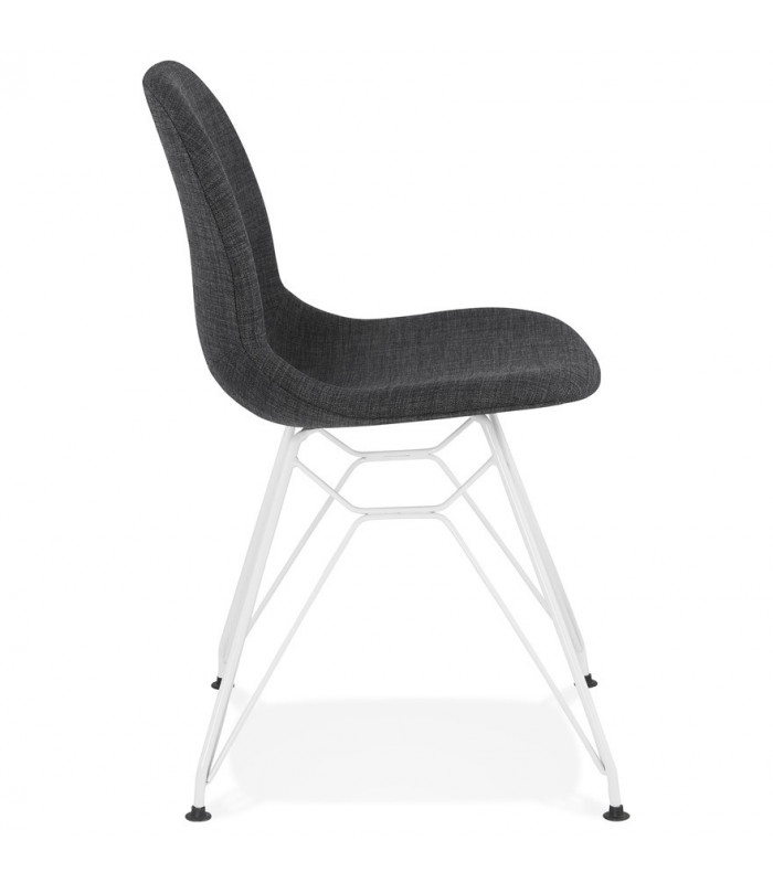 Chaise design gris foncé en tissu et métal Kora