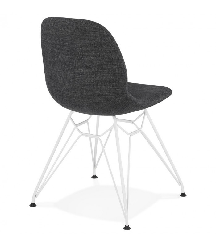 Chaise design gris foncé en tissu et métal Kora