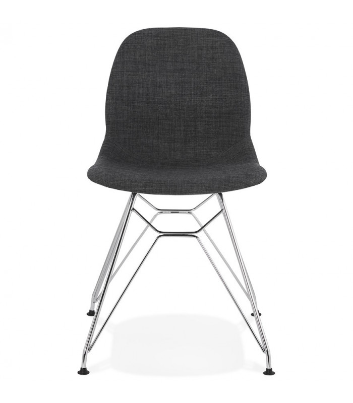 Chaise design gris foncé en tissu et métal Kora