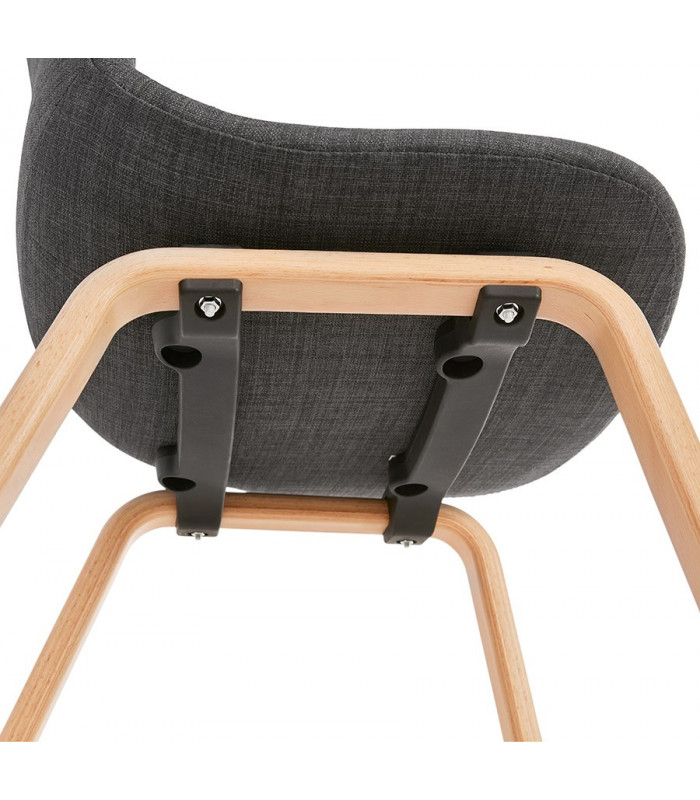 Chaise design gris foncé en tissu et bois Bernice