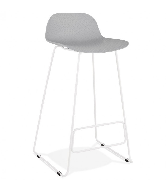 Tabouret de bar design gris en plastique et métal Monaco