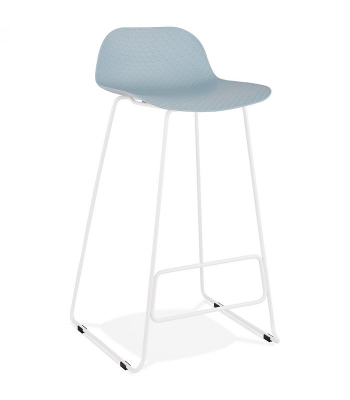 Tabouret de bar design bleu en plastique et métal Monaco