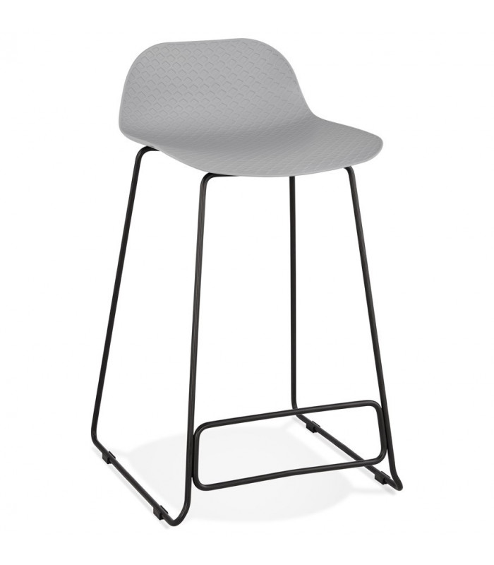 Tabouret de bar design gris en plastique et métal Monaco Mini