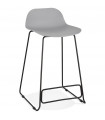 Tabouret de bar design gris en plastique et métal Monaco Mini