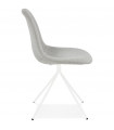 Chaise design gris clair en tissu et métal Dara