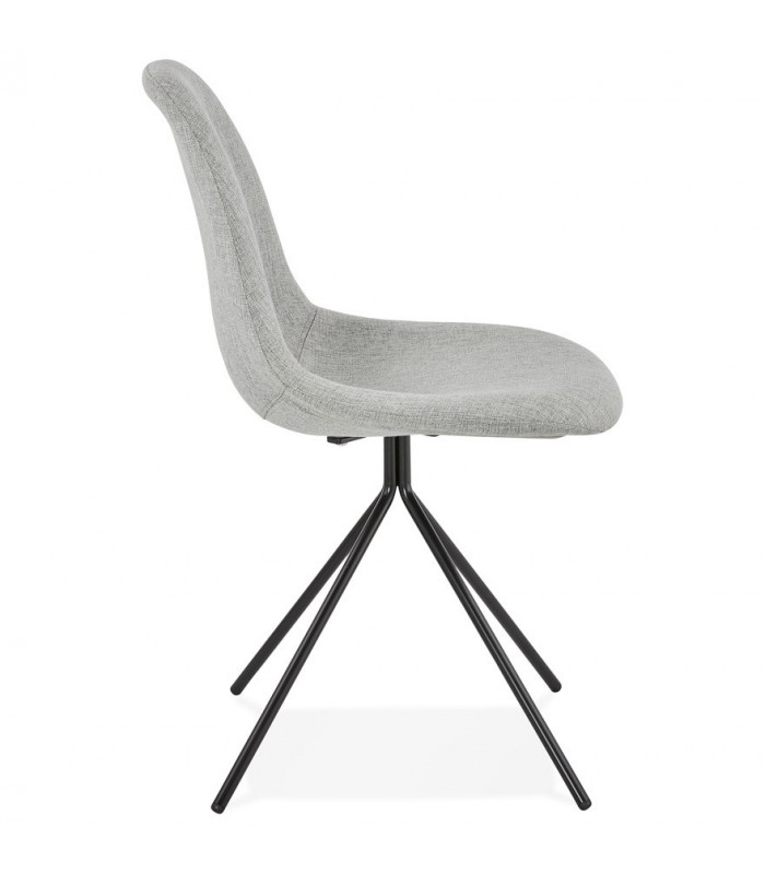 Chaise design gris clair en tissu et métal Dara