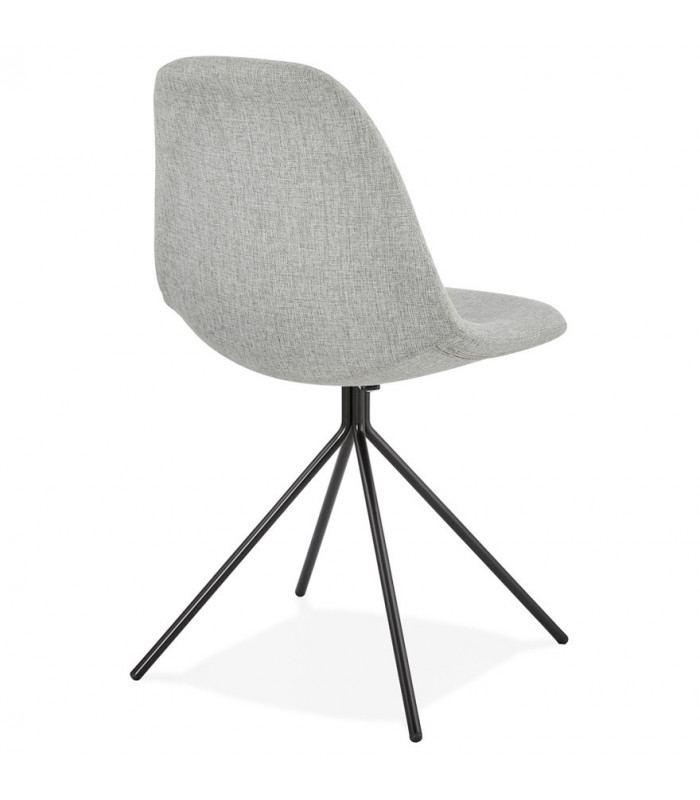 Chaise design gris clair en tissu et métal Dara