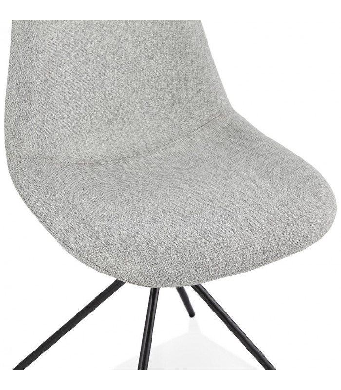 Chaise design gris clair en tissu et métal Dara