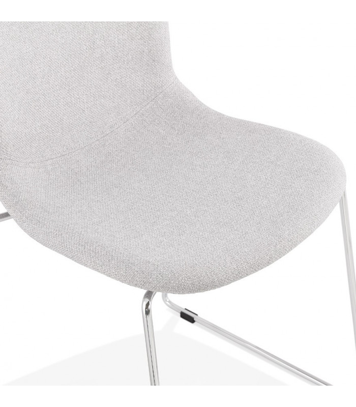 Chaise design gris clair en tissu et métal Meteora