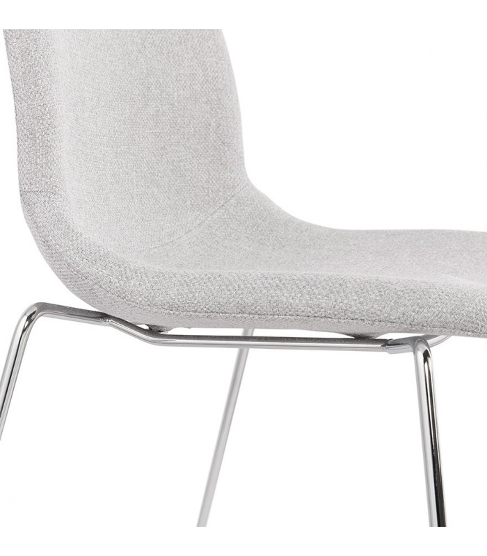 Chaise design gris clair en tissu et métal Meteora
