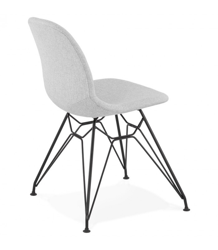 Chaise design gris clair en tissu et métal Kora