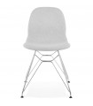 Chaise design gris clair en tissu et métal Kora