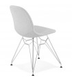 Chaise design gris clair en tissu et métal Kora