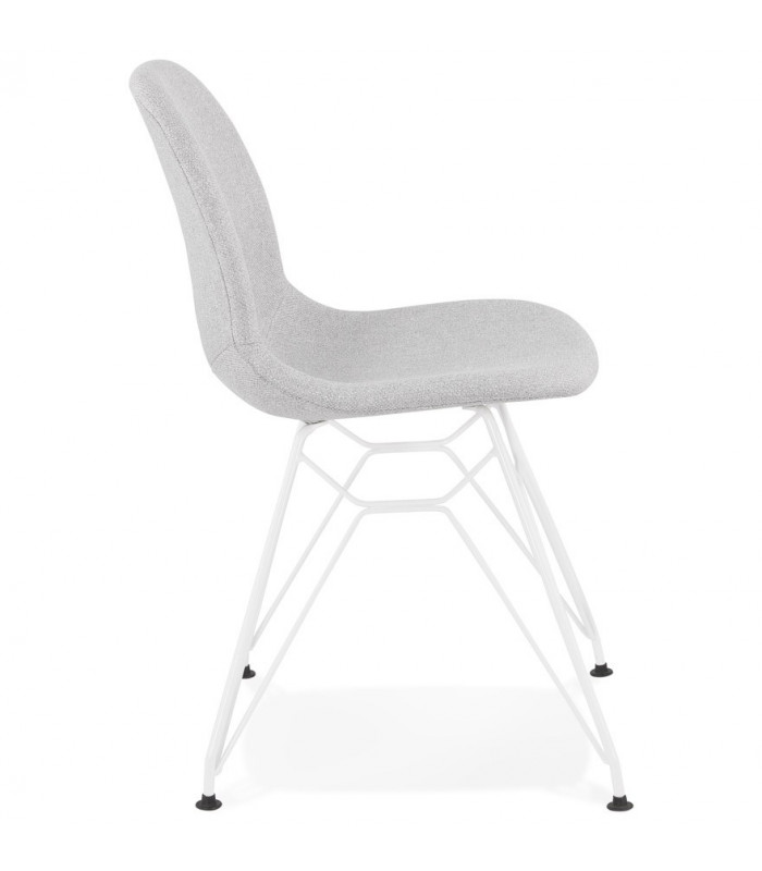Chaise design gris clair en tissu et métal Kora