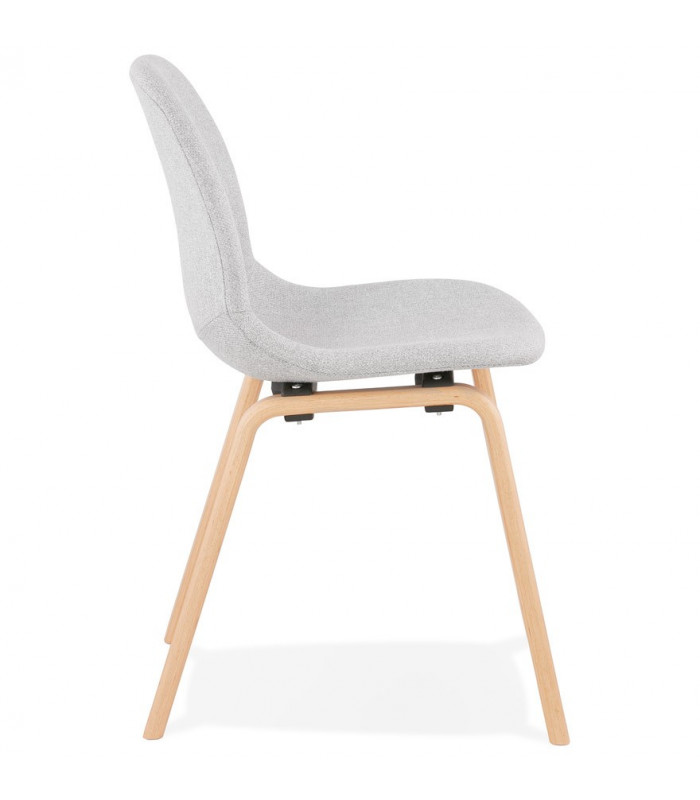 Chaise design gris clair en tissu et bois Bernice