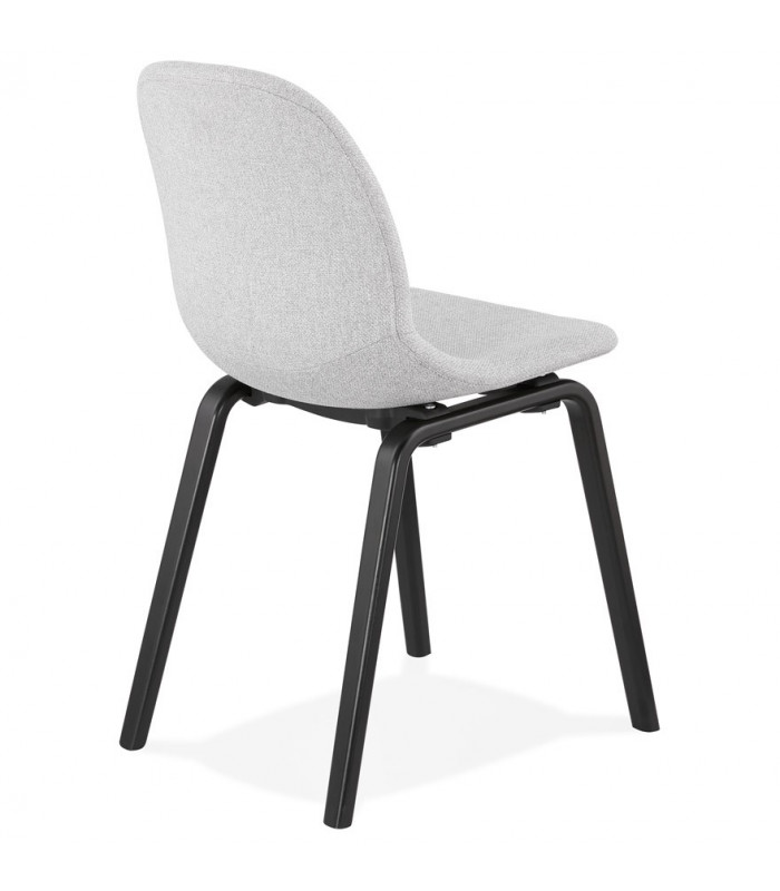 Chaise design gris clair en tissu et bois Bernice