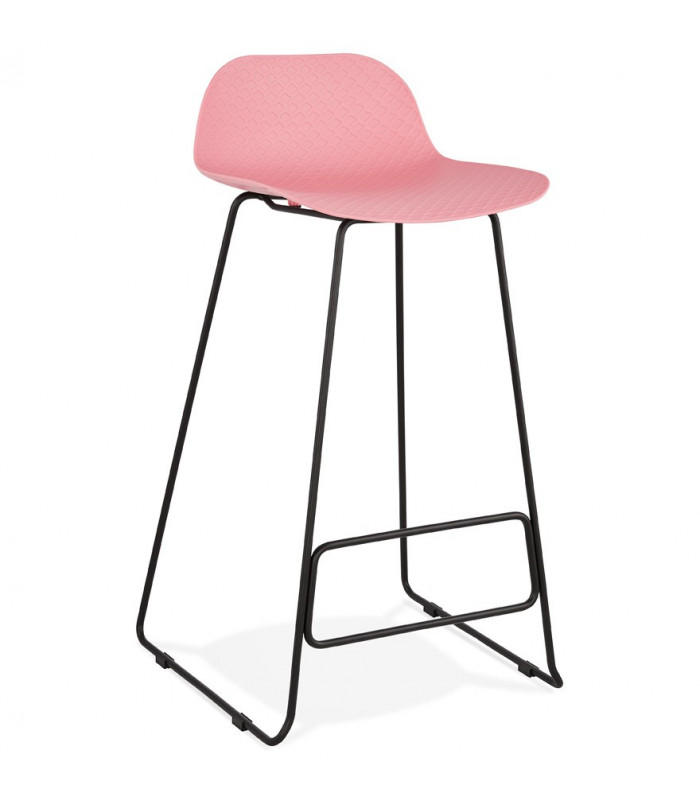 Tabouret de bar design rose en plastique et métal Monaco