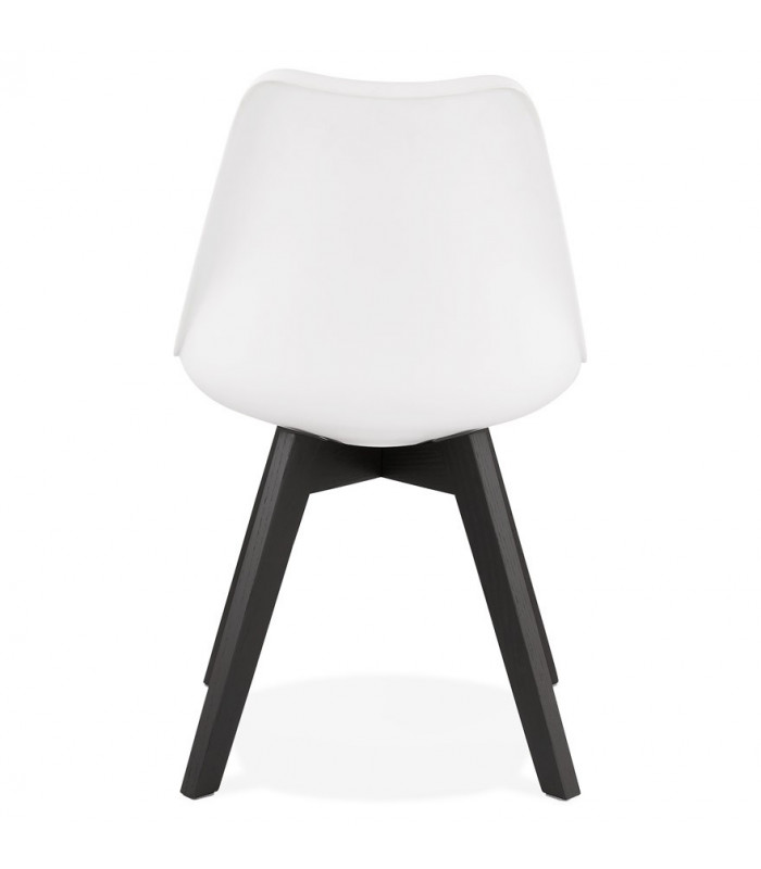 Chaise design blanc en plastique et bois Arabesque