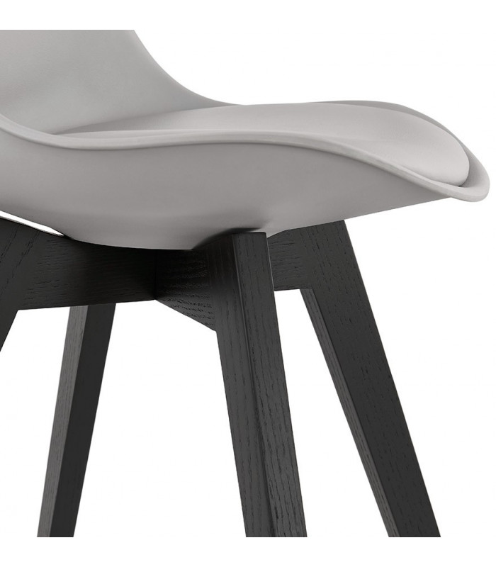 Chaise design gris en plastique et bois Arabesque