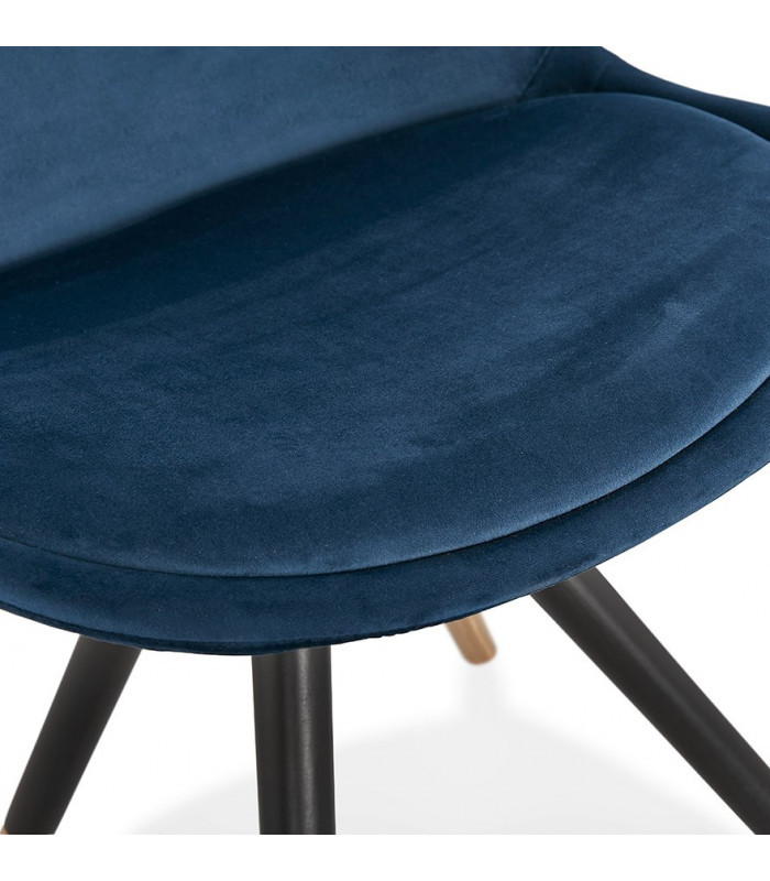 Chaise design bleu en tissu et bois Hoop