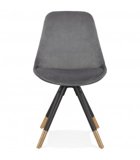 Chaise design gris en tissu et bois Hoop