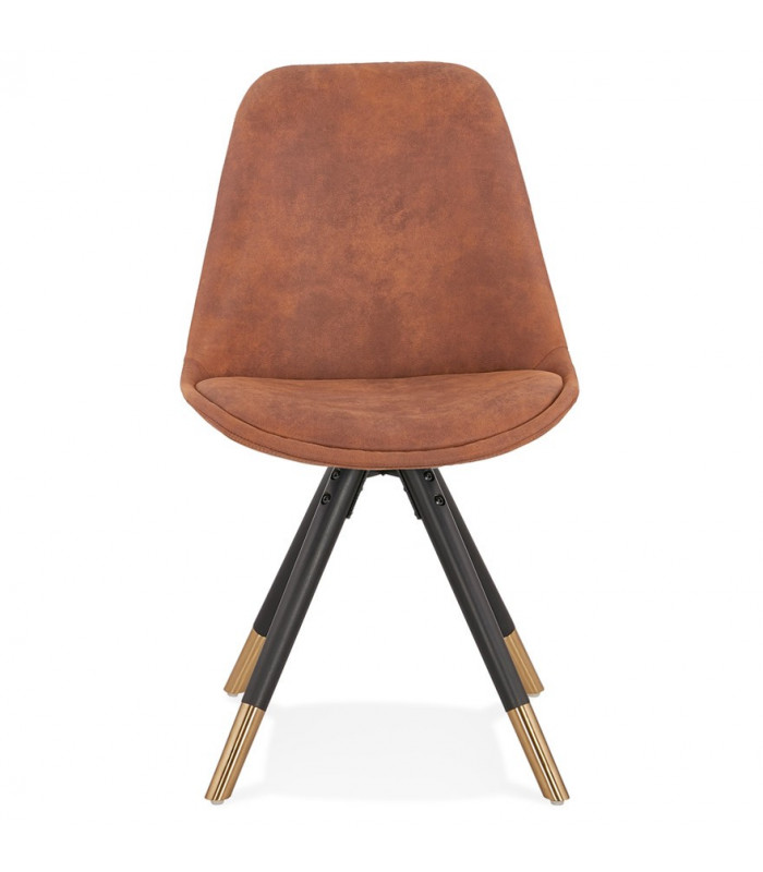 Chaise design marron en tissu et bois Merrill
