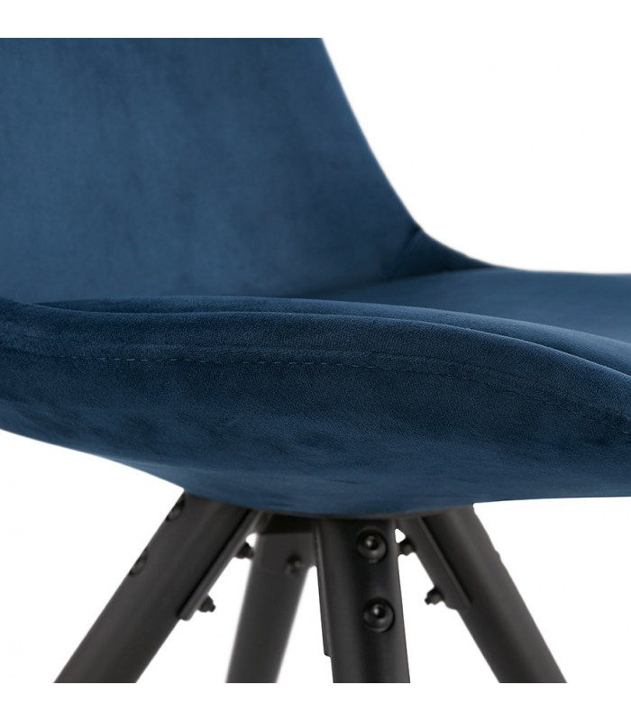 Chaise design bleu en tissu et bois Eton