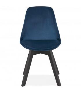 Chaise design bleu en tissu et bois Kolo