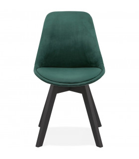Chaise design vert en tissu et bois Kolo