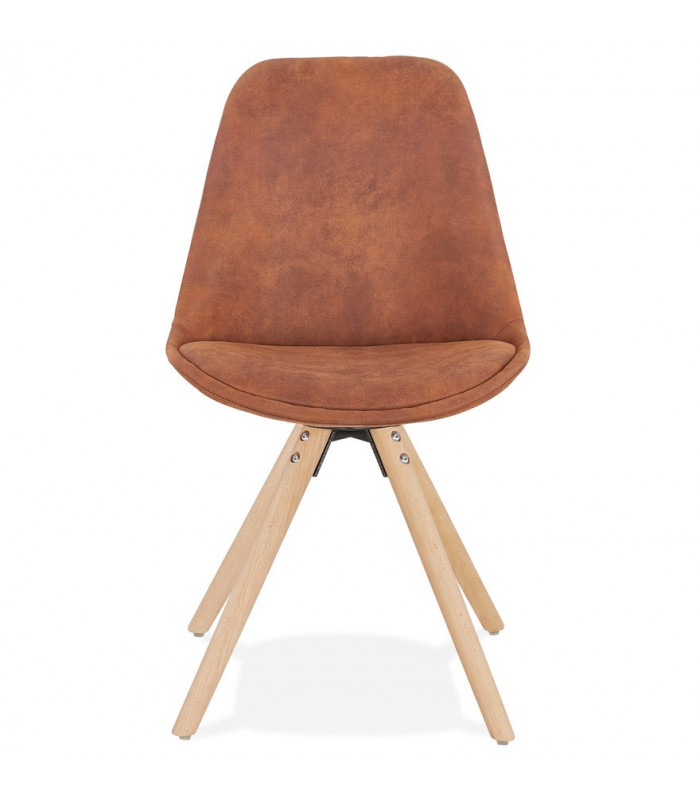 Chaise design marron en tissu et bois Bluffton