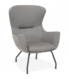 Fauteuil design gris clair en tissu Foster