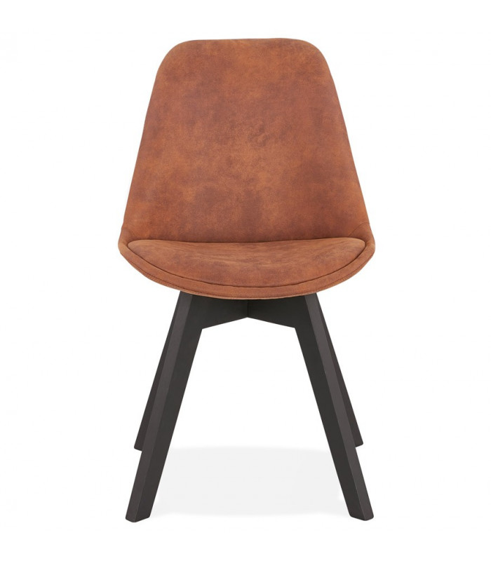 Chaise design marron en tissu et bois Mordax