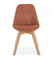 Chaise design marron en tissu et bois Mordax
