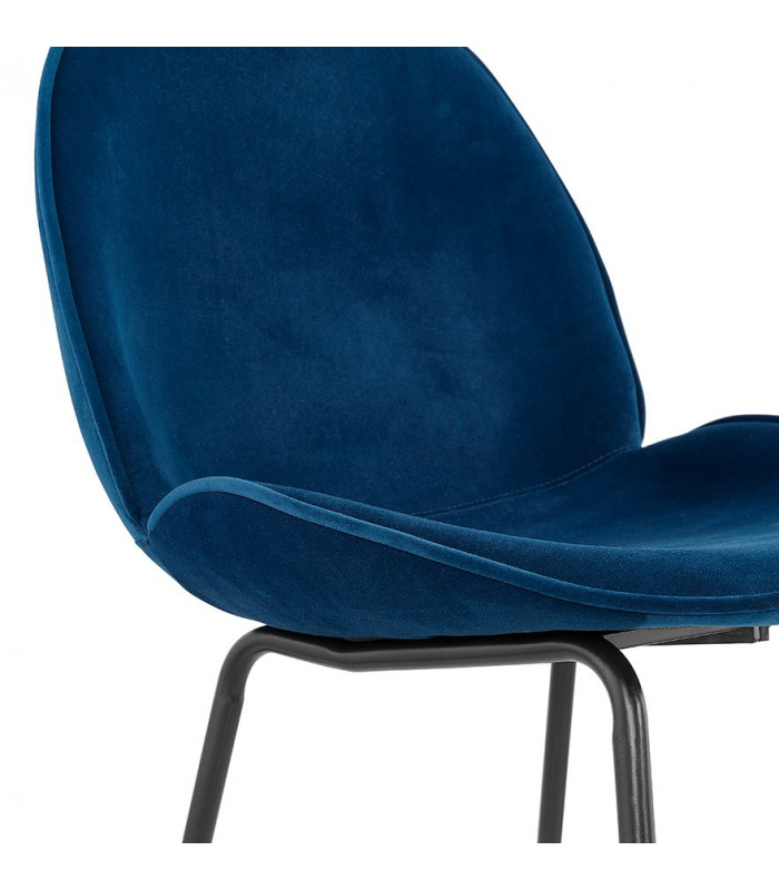 Chaise design bleu en tissu et métal Acadia