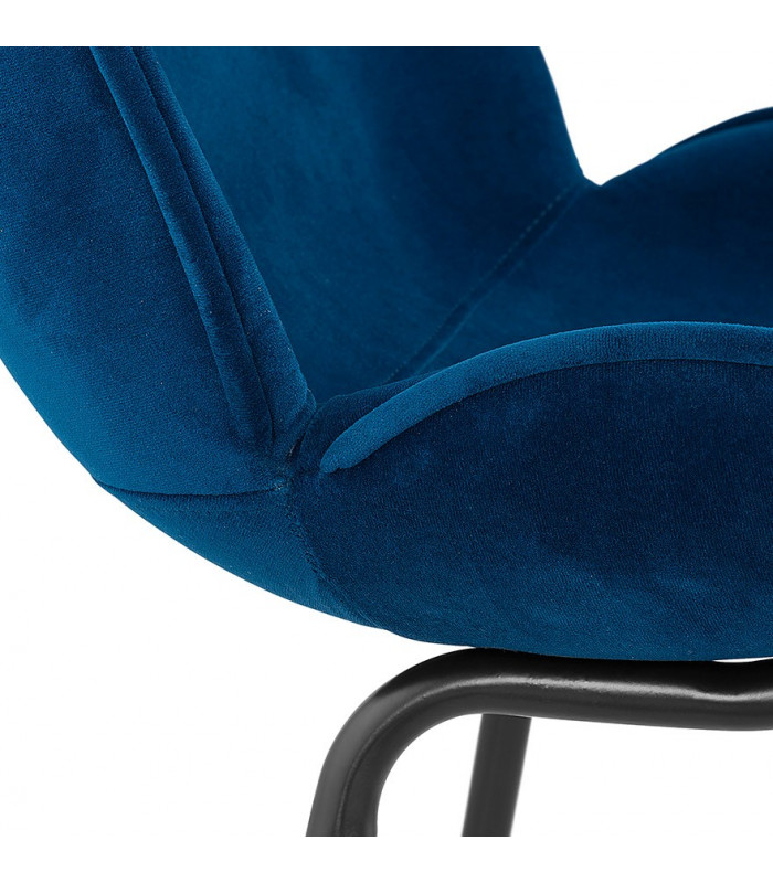 Chaise design bleu en tissu et métal Acadia