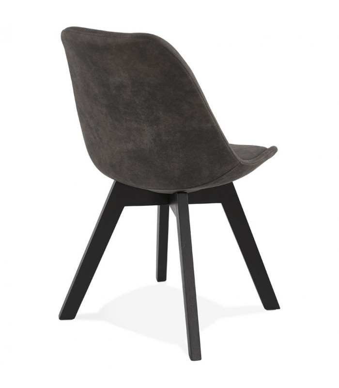 Chaise design gris foncé en tissu et bois Mordax