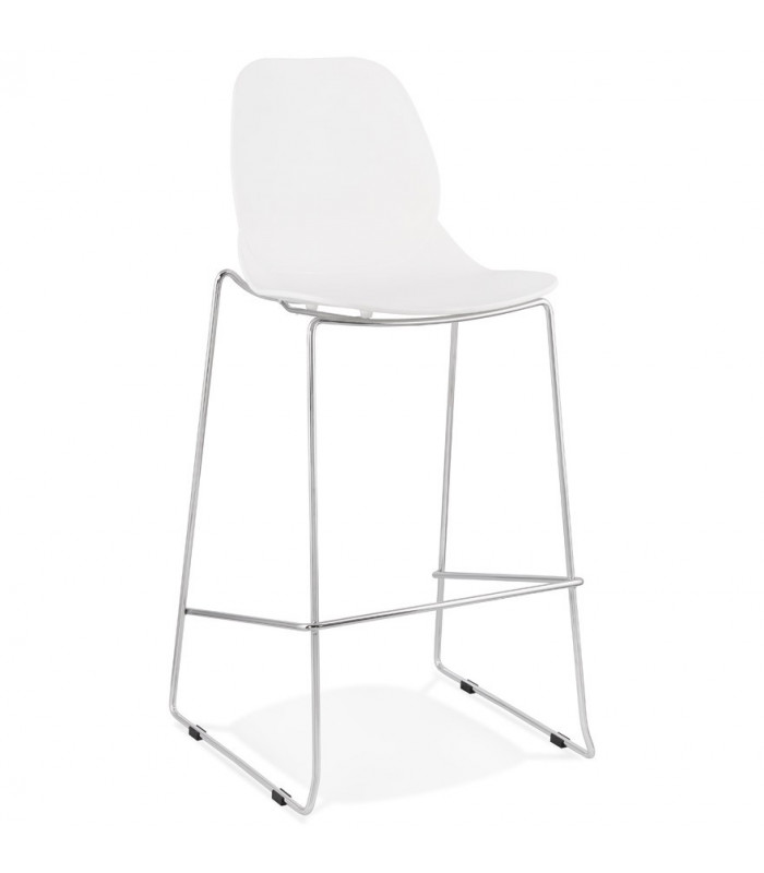 Tabouret de bar design blanc en plastique et métal Reman