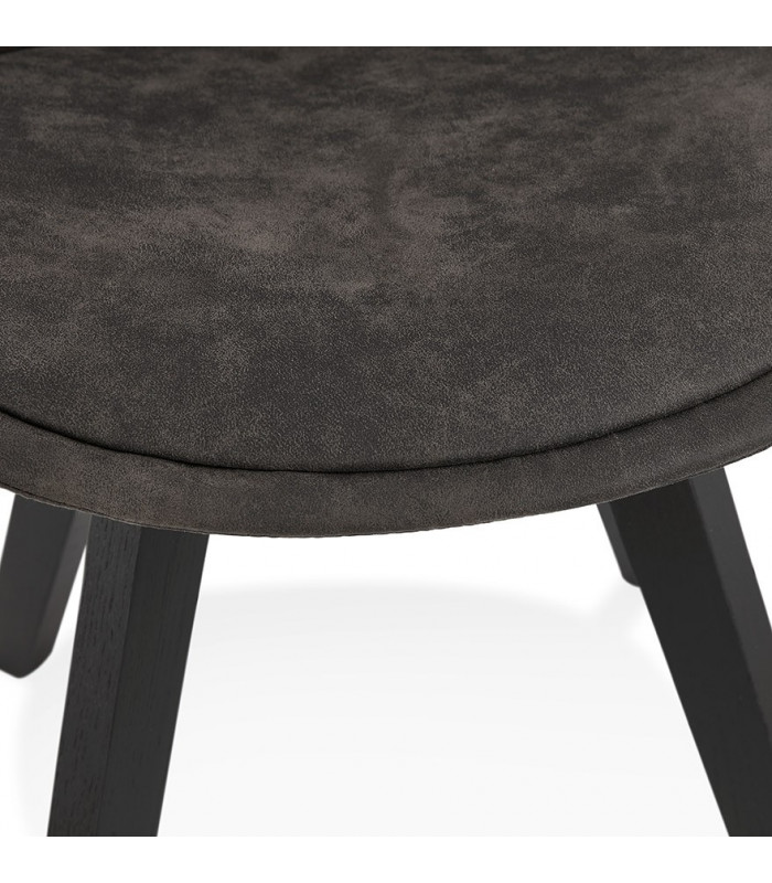 Chaise design gris foncé en tissu et bois Mordax