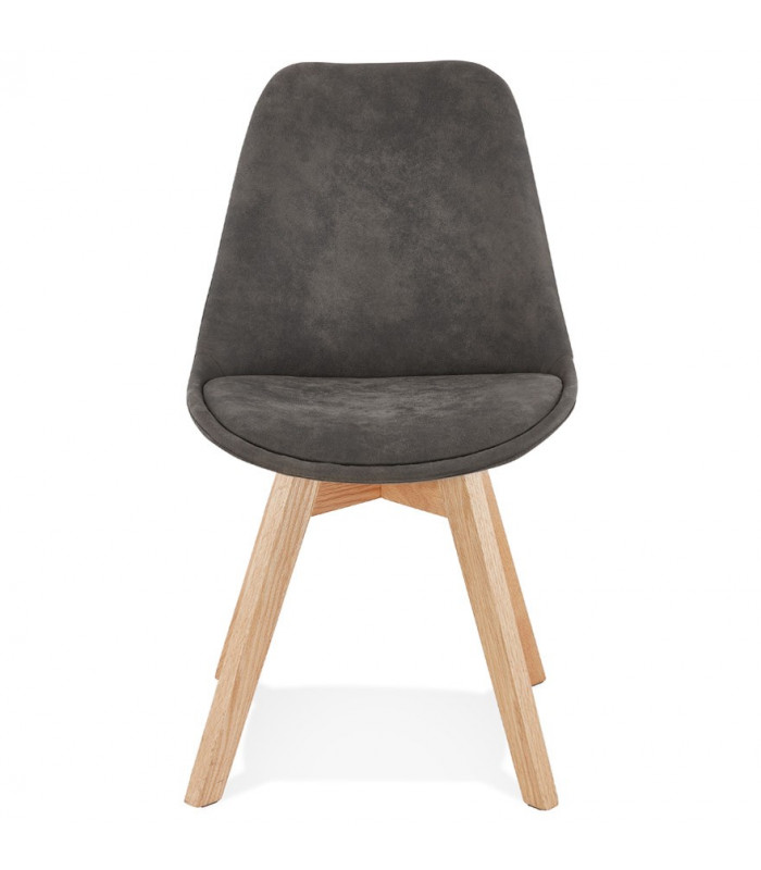 Chaise design gris foncé en tissu et bois Mordax